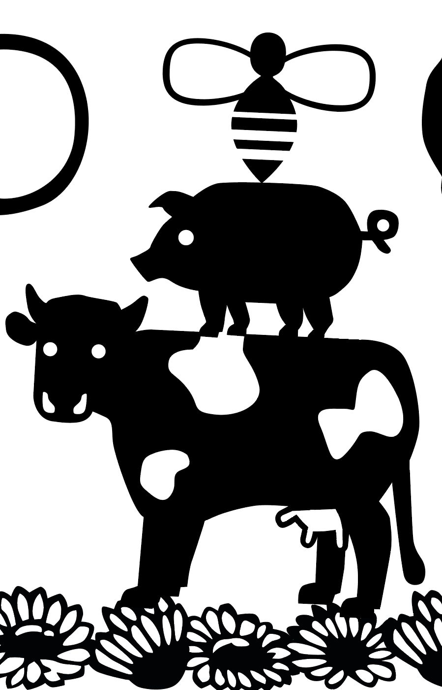 Die drei Stadtmusikanten, Kuh, Schwein, Biene