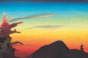 Belchen / Sonnenuntergang (2003 Öl auf Hartfaserplatte (17,5 cm x 25 cm)