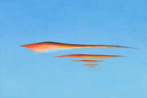 Schichtwolken (2000) Öl auf Hartfaserplatte (17,5 cm x 25 cm)